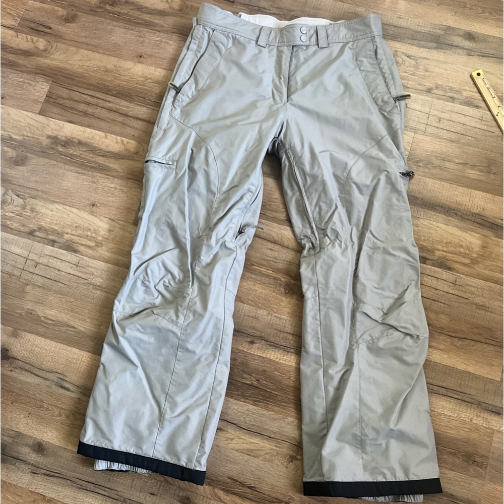 Oxide woman’s snow ski pants size large gray tan vents boot